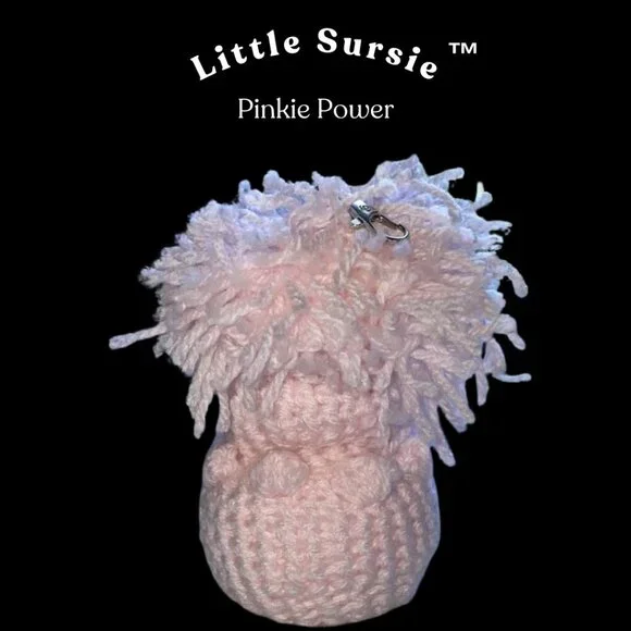 Handmade Crochet Amigurumi Pinkie Power Crocheted Plush Keychain or Purse Charm - Picture 4 of 7